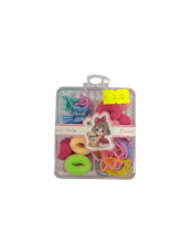 Rinkinys gumyčių,segtukų įv.sp.dėžutėje