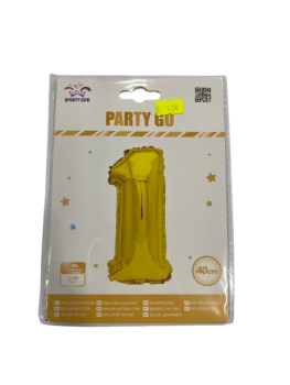 Balionas iš folijos skaičius 1 aukso sp.40cm