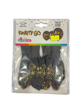 Balionai juodos sp. su žvaigždėmis 6vnt 30cm