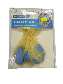 Balionai su dekoru viduje žydros sp.6vnt 30cm