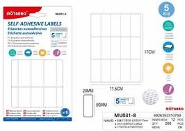 Lipnios etiketės MOTARRO baltos sp 20x50mm 15vnt x 5lapai