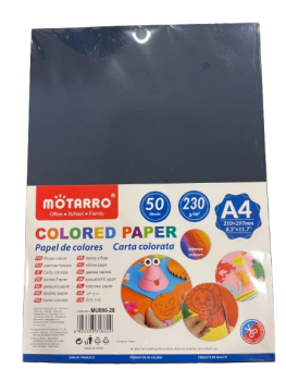 Spalvotas popierius MOTARRO 230gr 50lapų tamsiai mėlynos sp