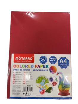 Spalvotas popierius MOTARRO 230gr 50lapų raudonos sp