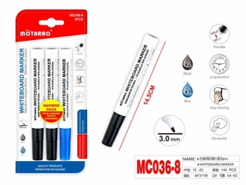 Markerių rinkinys MOTARRO baltai lentai 3mm 3vnt smailiu galu