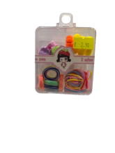 Rinkinys gumyčių,segtukų įv.sp.dėžutėje