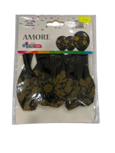 Balionai juodos sp.auksiniu dekoru 6vnt 30cm