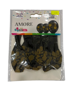 Balionai juodos sp.auksiniu dekoru 6vnt 30cm