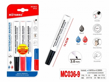 Markerių rinkinys MOTARRO baltai lentai 3mm 3sp smailiu galu