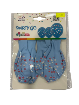 Balionai žydros sp.dekoruoti 6vnt 30cm