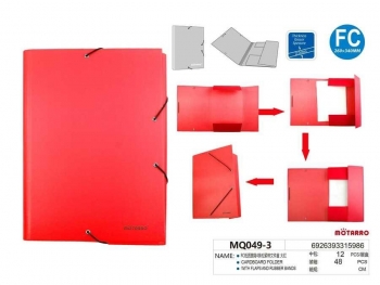 Dėklas kartoninis 260x340x20mm su guma raudonos sp MOTARRO