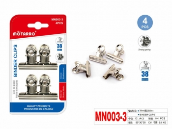 Kanceliariniai spaustukai 4vnt 38mm sidabro sp MOTARRO