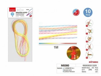 Plastiko virvelės pynimui 10vnt x 1m įvairių spalvų MOTARRO