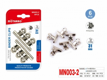 Kanceliariniai spaustukai 6vnt 31mm sidabro sp MOTARRO