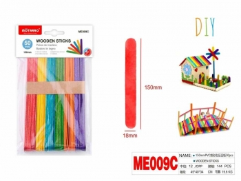 Mediniai pagaliukai 150x18mm 50cnt spalvoti MOTARRO