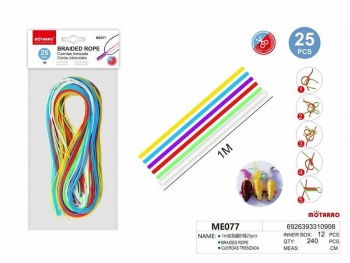 Plastiko virvelės pynimui 25vnt x 1m įvairių spalvų MOTARRO