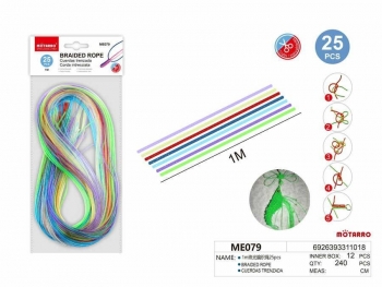 Plastiko virvelės pynimui 25vnt x 1m įvairių spalvų MOTARRO