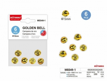 Varpeliai 15mm 6vnt auksinės spalvos MOTARRO