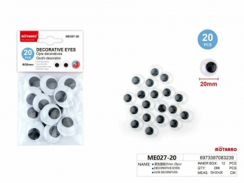 Akytės judančios 20mm 20vnt juodos spalvos MOTARRO