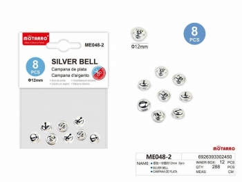 Varpeliai 12mm 8vnt sidabrinės spalvos MOTARRO