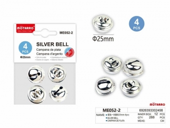 Varpeliai 25mm 4vnt sidabrinės spalvos MOTARRO