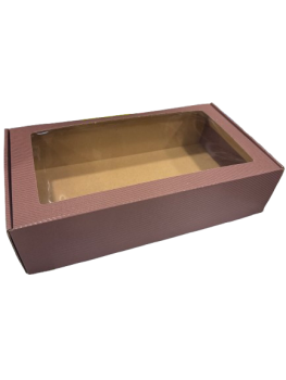 Dovanų dėžutė su langeliu 357 x 200 x 89 mm A4 formato tamsiai ruda