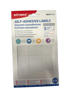 Lipnios etiketės MOTARRO baltos 32x141mm 9vnt x 5lapai