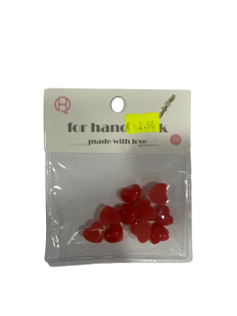Širdelės raudonos dekoracijoms 10vnt 13x12mm