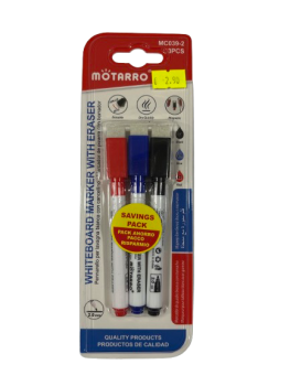 Markerių rinkinys baltai lentai 2mm 3vnt raudonos, mėlynos, juodos sp MOTARRO