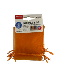 Maišelių dovanoms rinkinys MOTARRO 6vnt 70x90mm sutraukiami oranžinės sp