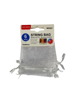 Maišelių dovanoms rinkinys MOTARRO 6vnt 70x90mm sutraukiami baltos sp