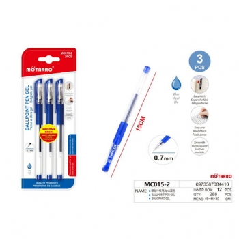 Tušinukas gelinis 3vnt 0,7mm mėlynos sp MOTARRO