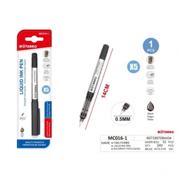 Tušinukas rašalinis MOTARRO 0,5mm juodos spalvos