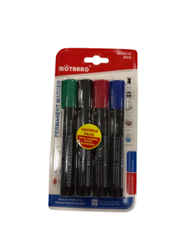 Permamentinių markerių rinkinys MOTARRO 4spalvos 3.0mm smailiu galu