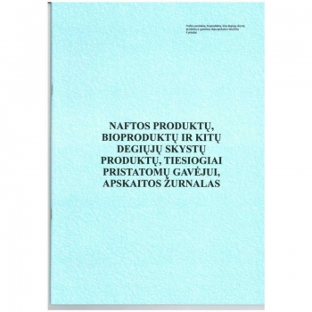 Naftos produktų, pristatomų gavėjui apskaitos žurnalas