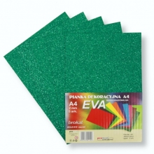 Putgumės lakštų rinkinys A4 5l. blizgantys, smaragdo sp., biologiškai skaidūs