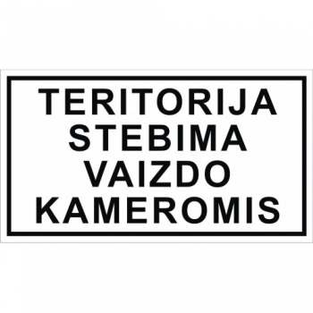 Lipdukas Teritorija stebima vaizdo kameromis 300x200mm