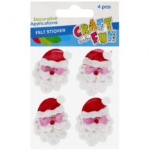 Dekoratyviniai kalėdiniai lipdukai iš veltinio Craft-Fun Santa Klaus 4 vnt