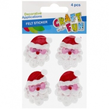 Dekoratyviniai kalėdiniai lipdukai iš veltinio Craft-Fun Santa Klaus 4 vnt