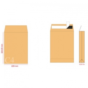 Vokas C4 BR 229x324x40mm rudas su juostele ir praplietimu