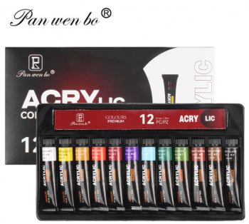Akriliniai dažai 12sp x 12ml Pan wen bo Aukštos kokybės
