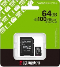 Atminties kortelė Kingston 64GB micro SD su adapteriu 10klasė
