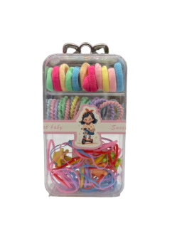 Gumytės ir segtukai įvairių spalvų dėžutėje