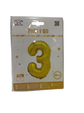 Balionas iš folijos skaičius 3 aukso sp.40cm