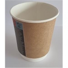 Vienkartinis puodelis KRAFT, dvisienis, popierius PE, 250 ml, D 80 mm, 25vnt