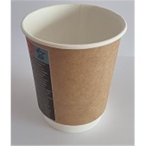 Vienkartinis puodelis KRAFT, dvisienis, popierius PE, 250 ml, D 80 mm, 25vnt