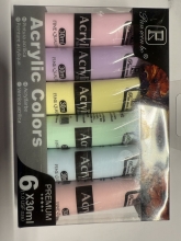 Akriliniai dažai 6sp x 30ml Pan wen bo pastelinės sp.