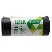 Šiukšlių maišai SORTEX, 120 l, 35 mikr, LDPE, 70 x 100 cm, 10 vnt., juodos sp.