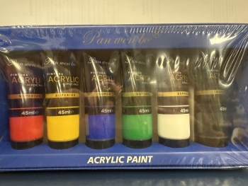 Akriliniai dažai 6sp x 45ml Pan wen