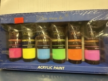 Akriliniai dažai 6sp x 45ml Pan wen bo neoninės sp.