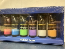 Akriliniai dažai 6sp x 45ml Pan wen bo perlamutrinės sp.